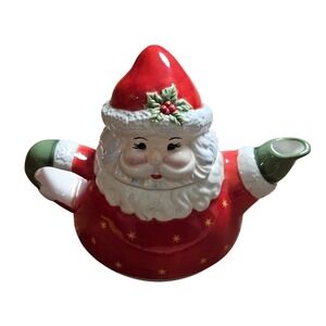 VTG Christopher Radko Traditions Holiday Celebrations Santa Claus Ceramic Teapot